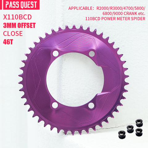 PASS QUEST SPRILL X110BCD 3mm offset (4-bolt AERO) Round  Narrow Wide Chainring