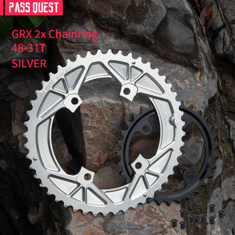 PASS QUEST Shimano GRX 2x Chainring Set, 110 BCD, for Gravel Bikes, 11/12-Speed