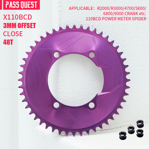 PASS QUEST SPRILL X110BCD 3mm offset (4-bolt AERO) Round  Narrow Wide Chainring