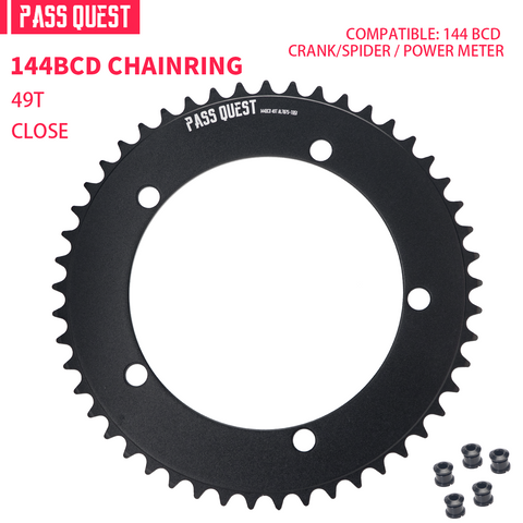 PASS QUEST 144 BCD 1/8" Fixie Single Speed BMX Track Chainring 42-70T