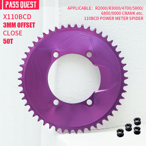 PASS QUEST SPRILL X110BCD 3mm offset (4-bolt AERO) Round  Narrow Wide Chainring