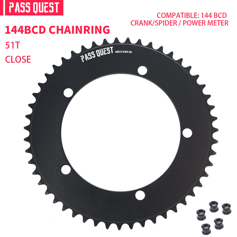 PASS QUEST 144 BCD 1/8" Fixie Single Speed BMX Track Chainring 42-70T