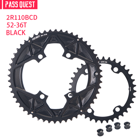 PASS QUEST 2X 110BCD Universal Textured Crankshaft Sprocket Set 11-12S