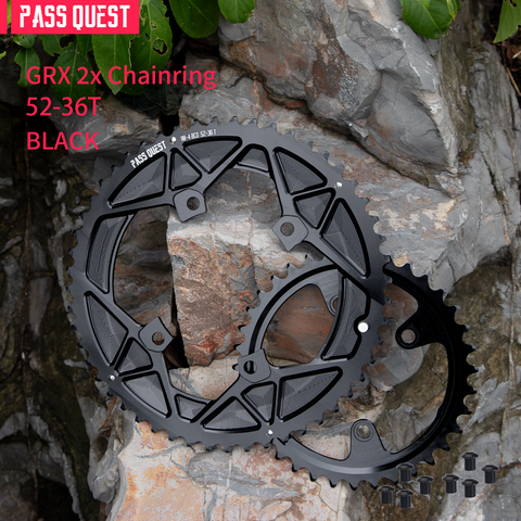 PASS QUEST Shimano GRX 2x Chainring Set, 110 BCD, for Gravel Bikes, 11/12-Speed
