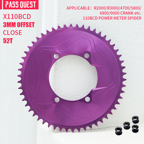 PASS QUEST SPRILL X110BCD 3mm offset (4-bolt AERO) Round  Narrow Wide Chainring