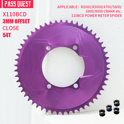 PASS QUEST SPRILL X110BCD 3mm offset (4-bolt AERO) Round  Narrow Wide Chainring