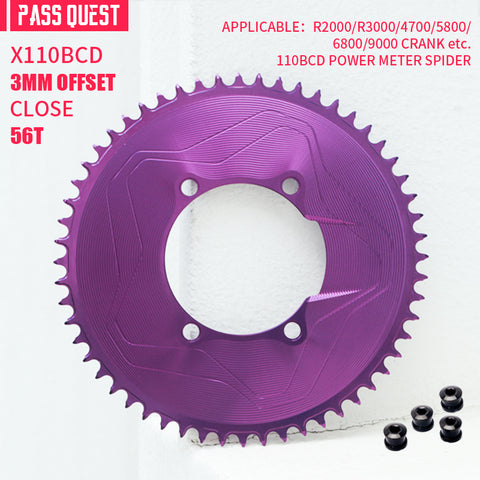 PASS QUEST SPRILL X110BCD 3mm offset (4-bolt AERO) Round  Narrow Wide Chainring