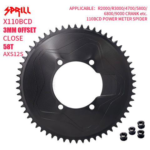 PASS QUEST SPRILL X110BCD 3mm offset AXS (4-bolt AERO) Round  Narrow Wide Chainring