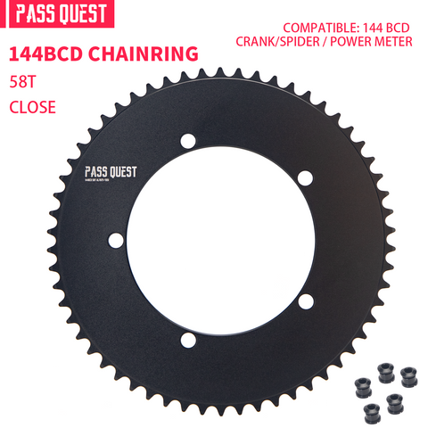 PASS QUEST 144 BCD 1/8" Fixie Single Speed BMX Track Chainring 42-70T