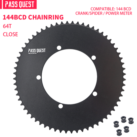 PASS QUEST 144 BCD 1/8" Fixie Single Speed BMX Track Chainring 42-70T