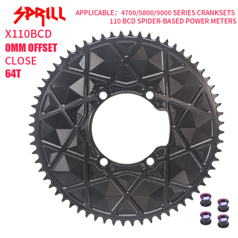 PASS QUEST X110BCD High strength AERO Texture Narrow Wide Chainring 54-66T