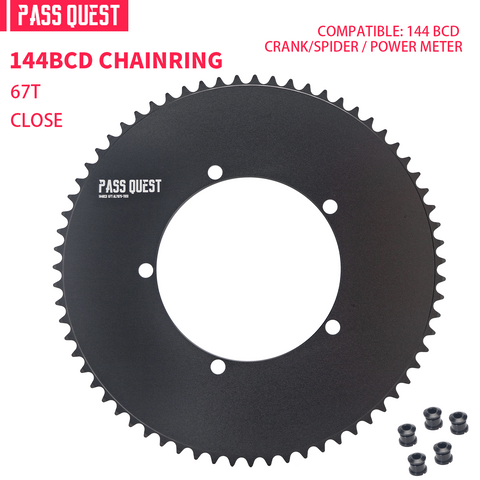PASS QUEST 144 BCD 1/8" Fixie Single Speed BMX Track Chainring 42-70T
