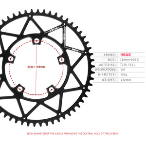 110BCD (5-bolt Hollow) Round Road Bike Narrow Wide Chainring