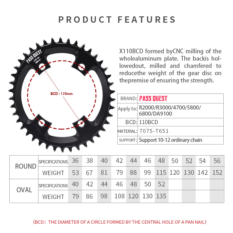 SHIMANO X110 BCD (4-bolt) Oval narrow wide chainring