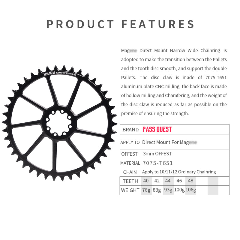 MAGENE (3mm offset)  Round For Direct Mount Magene Narrow Wide Chainring
