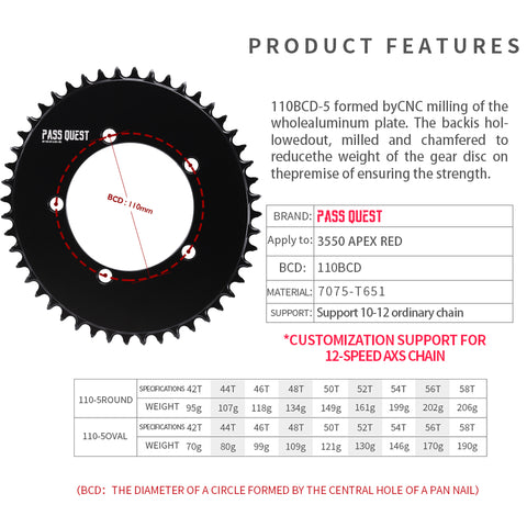 110BCD (5-bolt AERO) Oval Road Bike Fold Bike Narrow Wide Chainring