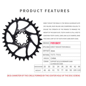 FORCE 8-Peg (3mm offset) Direct Mount Crank Oval XX SL Narrow Wide Chainring