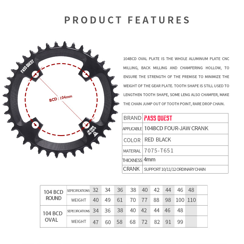 104BCD Round Narrow Wide Chainring