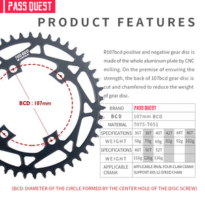 SRAM R107BCD (4-bolt) Round Narrow Wide Chainring