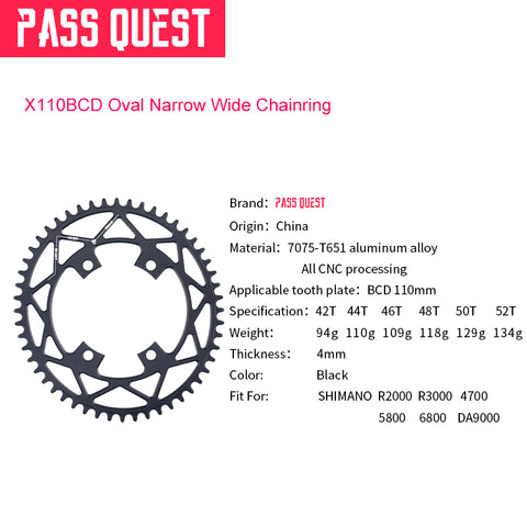 SHIMANO X110 BCD (4-bolt Hollow) Oval/Round Narrow Wide Chainring
